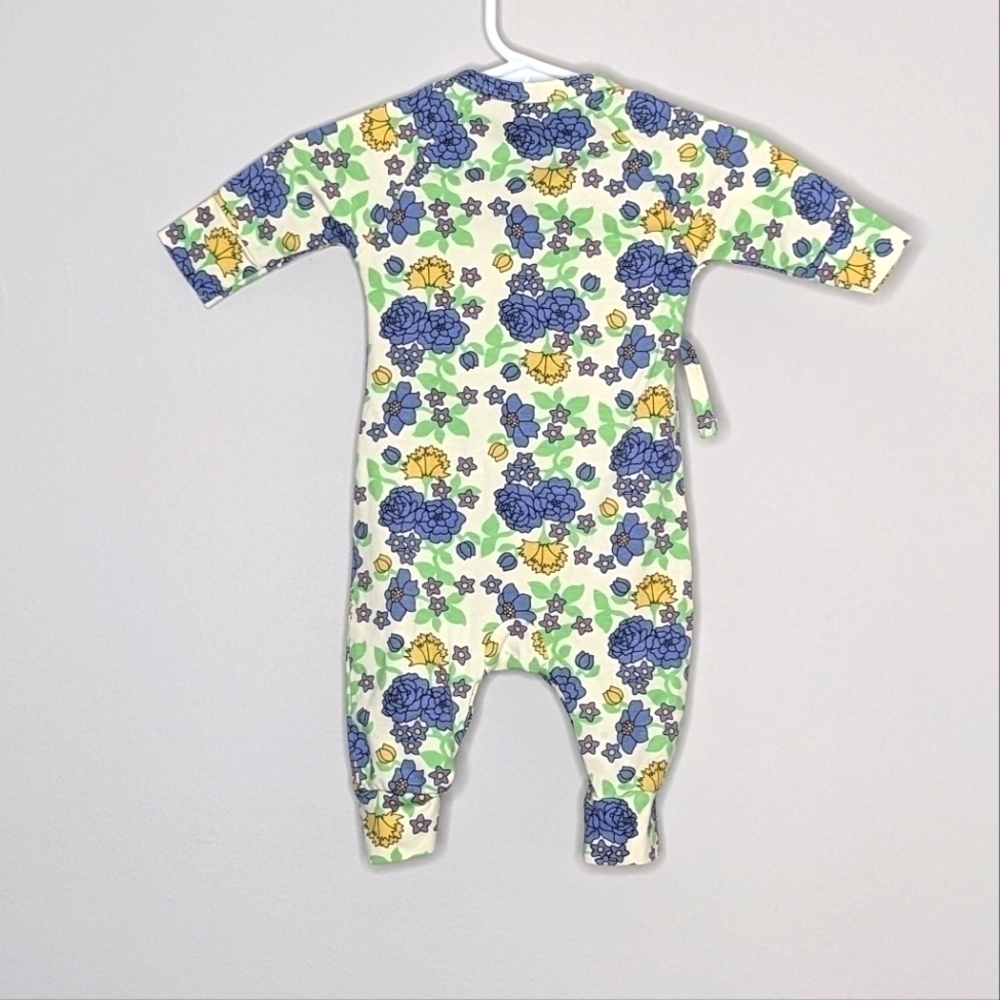 Monica + Andy Organic Floral Flower Onepiece Wrap Romper 0-3m - Picture 2 of 4